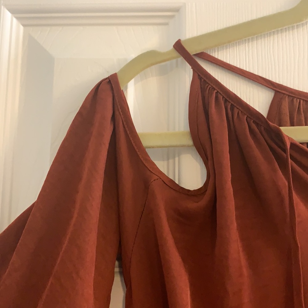 Rust Cold Shoulder Dress - Picture 2 of 7